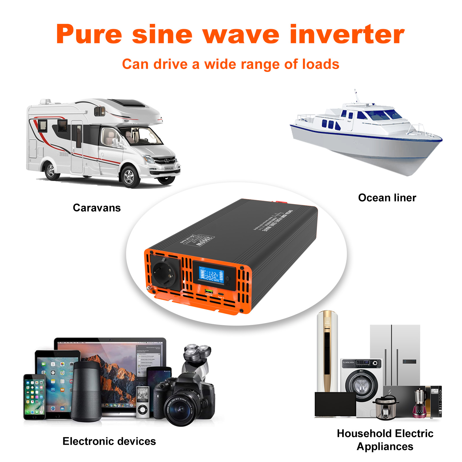 الذروة 4000 واط 12 فولت 24 فول - مراجعة Power Inverter 12V 220V 4000W Continuous وسعره