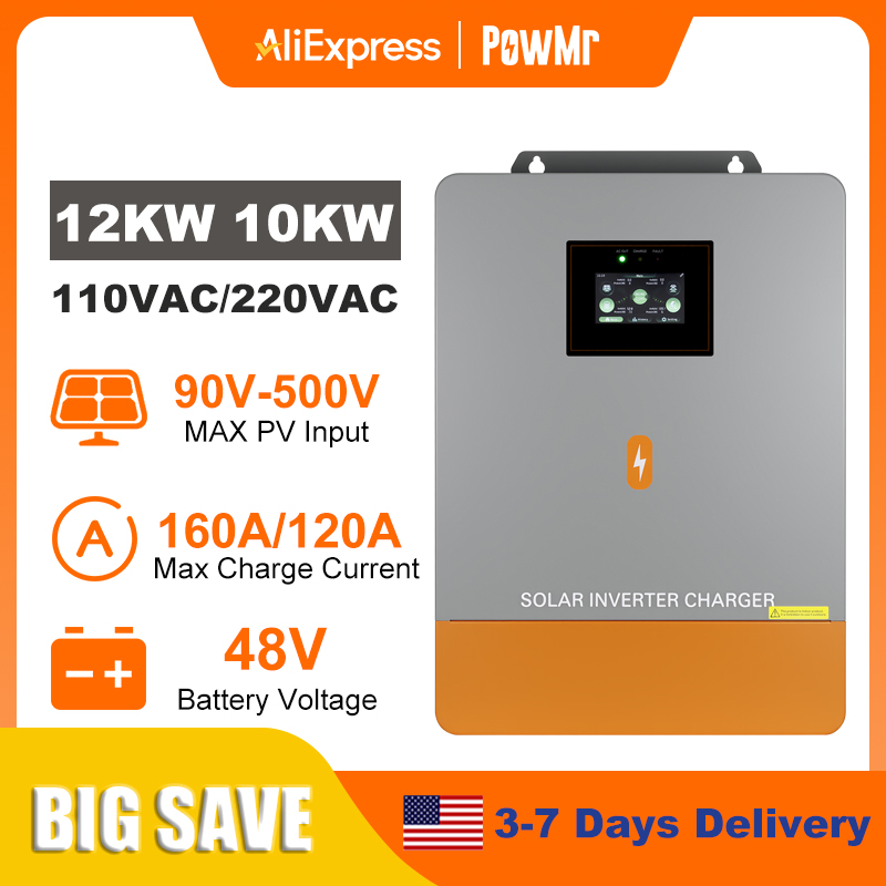 باو مير 12 كيلو واط 10 كيلو وا - مراجعة Split Phase Inverter 10Kw 110V 220V وسعره