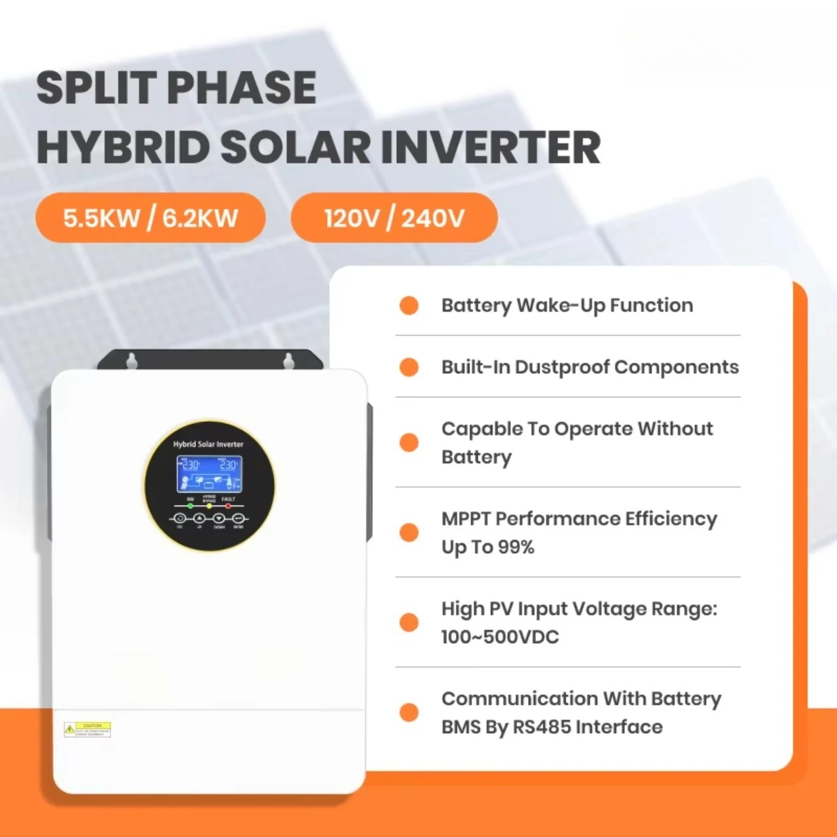محول طاقة شمسية هجين 3 كيلو وا - مراجعة Hybrid Solar Inverter 5.5Kw Mppt 48V وسعره